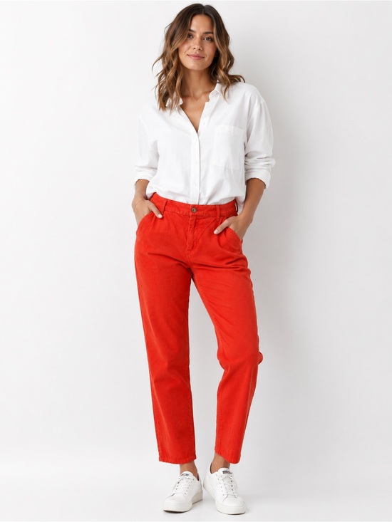 GAP Denim - GAP  Bright Coral‎ Straight Leg corduroy Khakis 4
